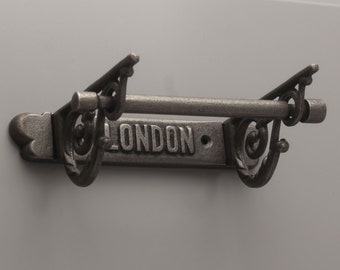 Victorian Cast Iron Toilet Roll Holder - 'LONDON' Old Heavy Vintage Style Toilet Roll Fixture Holder Bathroom Shabby Chic Style - BA03