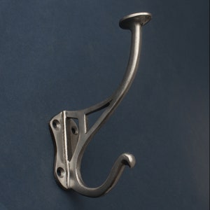 Victorian Cast Iron Coat Hook, Polished Silver Finish