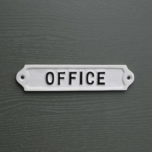 Vintage Office Sign - Solid Cast Metal Sign Office Black & White ...