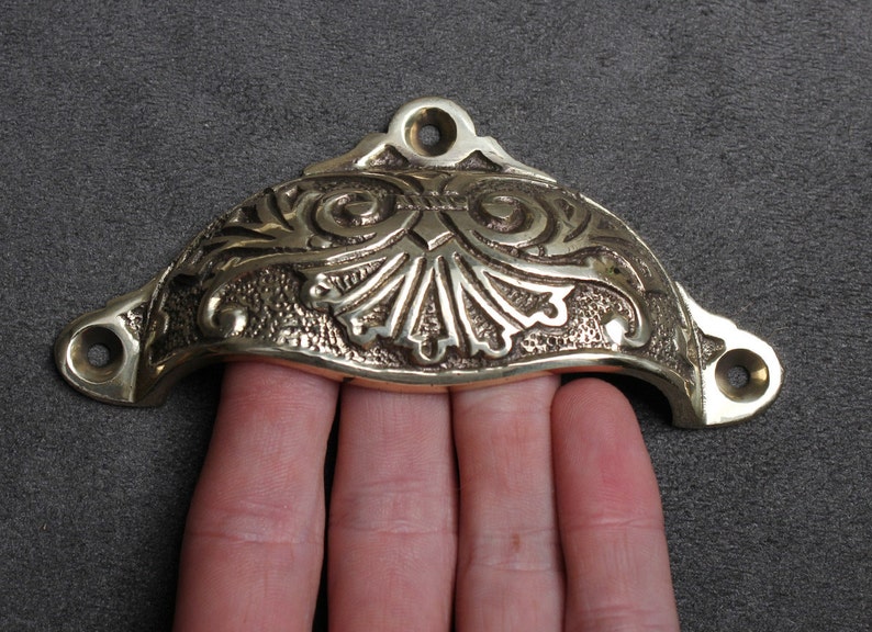 6 X Victorian Brass Cup Bin Pull Handles Vintage Antique Etsy UK