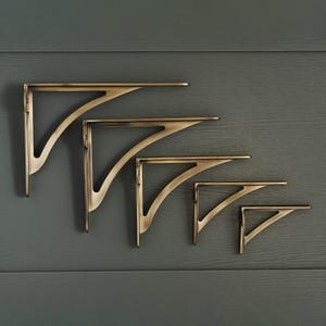 Ironbridge hyllkonsoler i åldrad borstad mässing | Shaker-stil engelska brittiska massiva hyllor i antik mässing | 4,5/6/7/8/10"