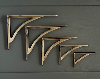 Irongate Regalhalterungen aus gebürstetem Messing | Shaker Style Englisch UK Solid Shelving Antik Messing | 11/6/7/8/20cm