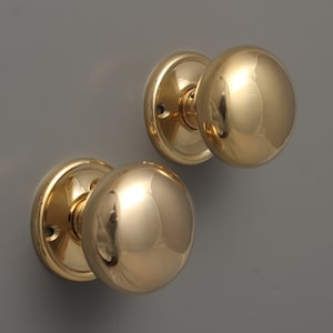 Set of 2" Brass Cottage Door Knob Handles 50mm - Antique Old Period Traditional Style Brass & Mortice Rim Lock Handles Quality Sold as Pair