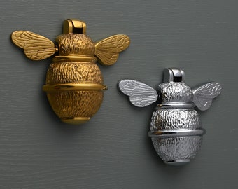 Antique Brass Bee Door Knocker - Solid Brass Victorian English Country Cottage Gold Bee Door Knocker Gold Quality Heavy