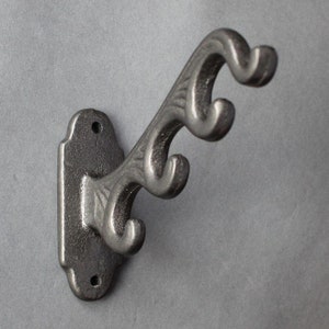 4 Hook Cast Iron Hat & Coat Hook Victorian Old Heavy Hook Grey Iron Space Saver Traditional 4 in 1 Hook Coat Door Wall Entry Hooks