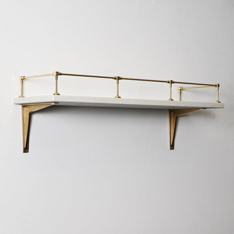 Polished Brass Gallery Rail | Kitchen Tipping Shelf Fiddle image 2