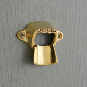 Brass Bottle Opener Wall Mounted Vintage Beer Opener ~ Metal UK Dad Man Cave Men Groomsmen Wedding Anniversary Valentines Day Bar Xmas Gift