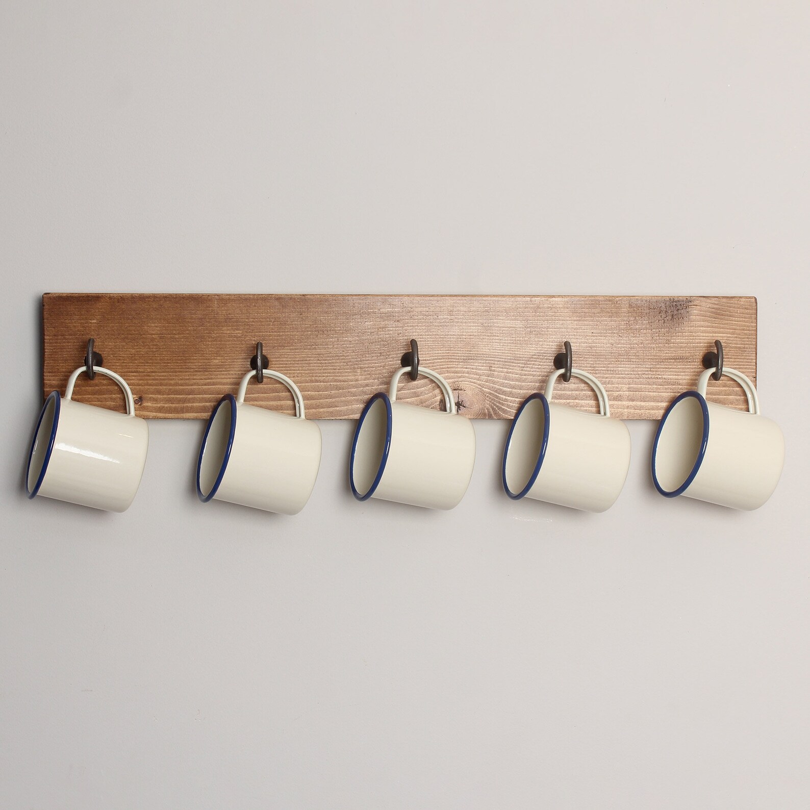 Rustic Wooden Wall Mounted Mug Holder Rack Tea Coffee Hook Etsy UK