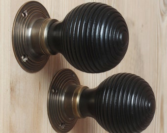 Pair of Solid Brass Oval Mortice Artisan Brass Door Knob 65mm With