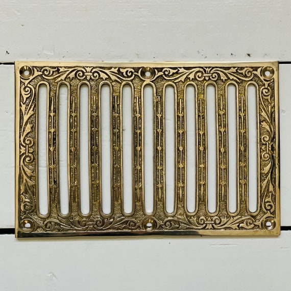 Brass Air Vent 9 X 6 Slotted Antique Old Victorian Decorative Style Brick  Vent Solid Brass Ornate Quality UK Solid 