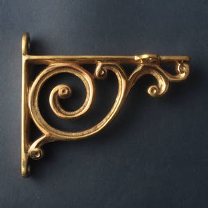 4" Brass Shelf Bracket - Small 4" Bathroom Radiator Antique Old Traditional Shelving Brackets Heavy Duty Supports Solid Brass  ~ (BR01-bs)