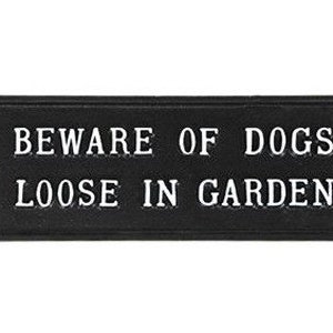 Beware of Dogs Loose In Garden Warning Sign - Dogs Gate Sign, Dog Pet Warning Gate Sign Cast Metal Garden Sign Old Style - WARN-14-bl
