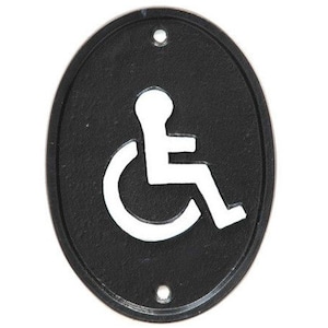 鋳造楕円形障害者用トイレドアサイン - 鋳造金属ヴィンテージアンティークスタイル楕円形車椅子シンボルトイレ古いサイン