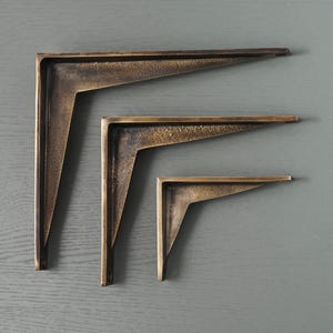 Brass Shelf Bracket Heritage | Heavy Solid Cast Brass Kitchen Book Toilet Wall Old Antique Victorian English Shaker Style | 3x4" 5x6" 7x8"