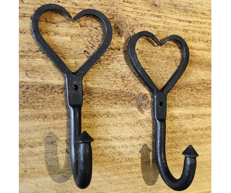 Wrought Iron Love Heart Hooks Wall Entryway Iron Rustic Etsy UK