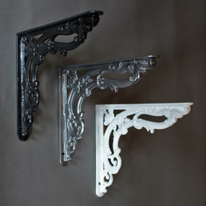 Cast Iron 6&quot; x 8&quot; Victorian Shelf Bracket - Antique Style Old Traditional Shelving Brackets Heavy Duty Supports Solid Iron  ~ (BR07)