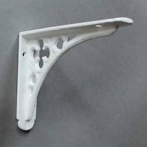 Pair of Small 5 x 4&quot; Cast Iron Gothic Antique Rustic Industrial Vintage Wall Metal Shelf Shelve Shelving Brackets White Finish
