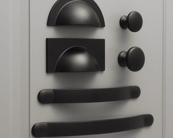 Black Cupboard Handles & Knobs | Black Cabinet Drawer Door Kitchen Cup Bin Pulls Dresser Wardrobe Minimal Shaker Style Monochrome Hardware