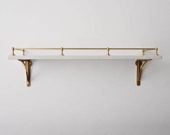 Victorian Brushed Satin Brass Gallery Rail | Kitchen Fiddle Tipping Shelf Rail Solid Brass UK