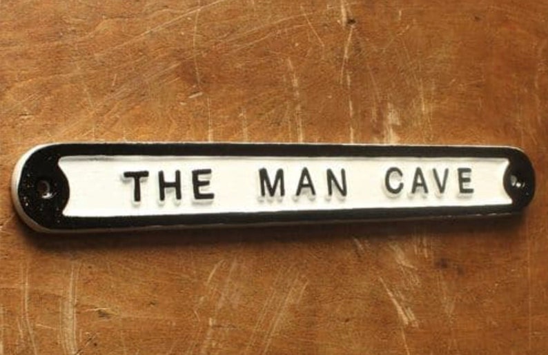 Vintage Man Cave Sign Antique Cast Metal Style Shed Garage Dad Father's Day Gift Sign Plaque Solid UK Made Mens Him Black,White,Polished image 4