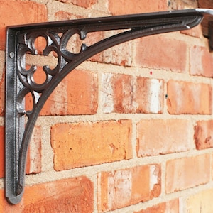 Pair 10 x 12&quot; antique heavy duty cast iron victorian shelf wall hanging brackets