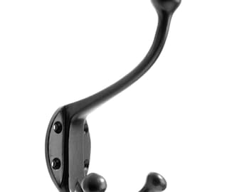 Cast Iron Classic Hat & Coat Hook Double Black