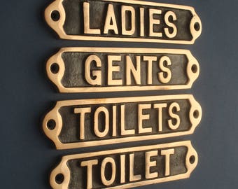 Antique Style Bronze Door Signs - Toilet, Toilets, Ladies, Gents, Disabled, WC, The Man Cave, Mind Your Head Step - Cafe, Pub, Restaurant