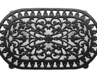 Large Double Cast Iron Trivet Pan Pot Stand Holder Solid Made Decorative Black, by Victor Cookware & Robert Welch - VCW315