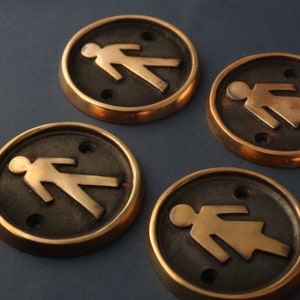 Solid Brass/Bronze Toilet Door Badges Ladies, Gents, Toilets, Toilet, Disabled Vintage Antique Victorian Cast Loo Bathroom Signs image 3