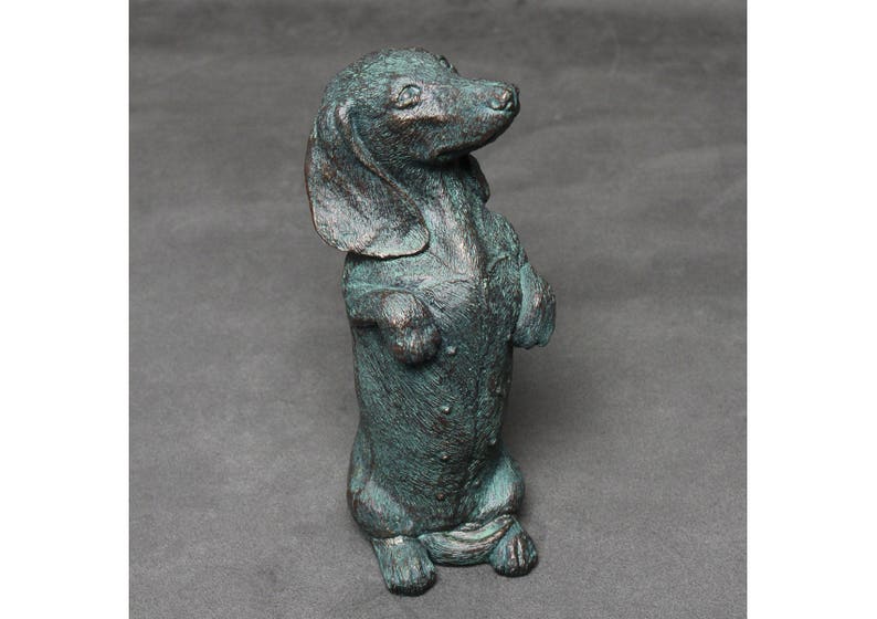 Bronze Dachshund Ornament Dachshund Gift Sausage Dog Doxie Dachs Statue, Wiener Dog Antique Bronze Style Collectable image 1