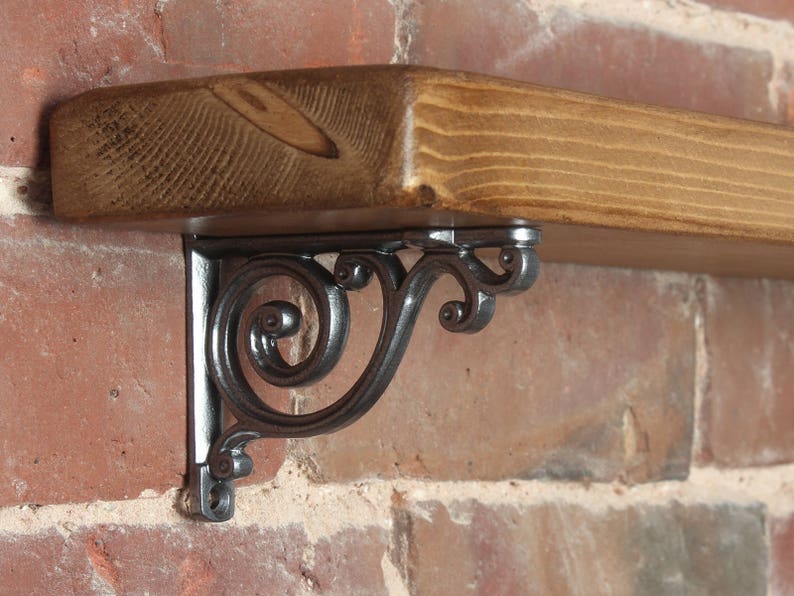 Small Rustic Shelf Boards Cast Iron Brackets Chunky Wooden Etsy UK