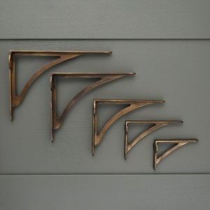 Aged Brass Shelf Brackets | Heavy Solid Cast Brass Toilet Cistern Book Shelf Supports Victorian English Antique Style 4,6,7,8,10 Inch