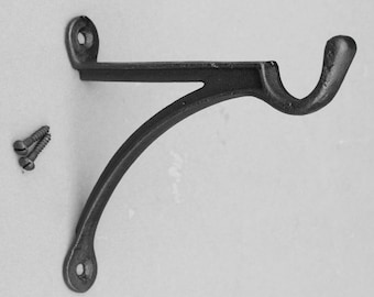 Cast Metal Hanging Hook Bracket - Plant / Lantern / Basket / Fire Bucket Bracket / Light / Outdoor Indoor Black Brass British Heavy Duty