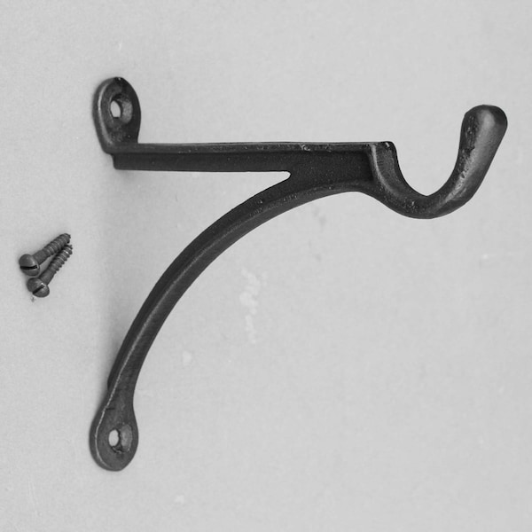 Cast Metal Hanging Hook Bracket - Plant / Lantern / Basket / Fire Bucket Bracket / Light / Outdoor Indoor Black Brass British Heavy Duty