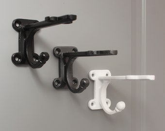 4 Inch Classic Cast Iron Shelf Bracket with Hook | Kitchen Bathroom Hallway Radiator Industrial Style Small Bracket | Black White Pewter