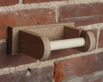 Handmade Solid Oak Toilet Roll Holder – Rustic Cottage Bathroom Fixture