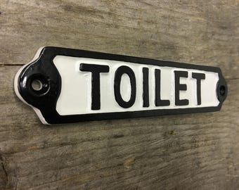Insegna per porta del gabinetto vintage in metallo fuso - Bagno Wc Toilette Stile industriale Ferrovia Insegna in ghisa