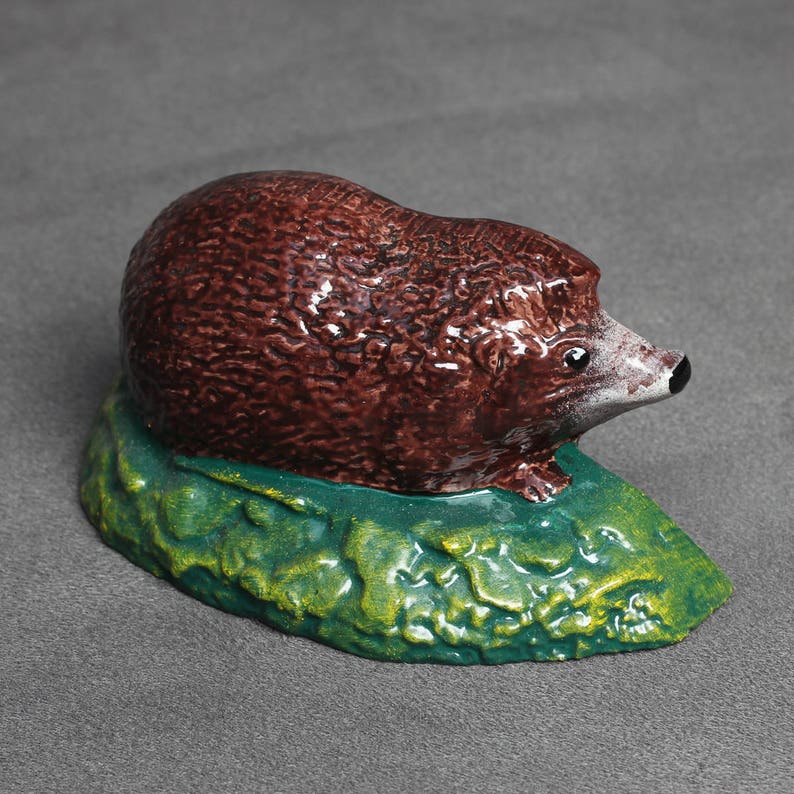Cast Iron Hedgehog Door Stop Wedge Ornament Heavy Handpainted Etsy