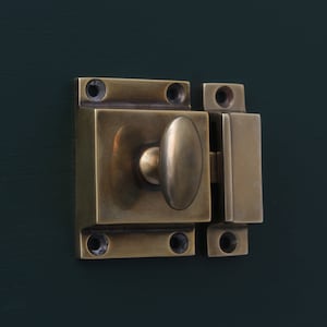 Antique Brass Cupboard Kitchen Turn Latch Catch Knob Cabinet Kitchen Door Hutch Pantry Rim Lock Vintage English Shaker Style UK QUALITY MADE