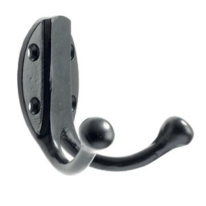 Cast Iron Classic Coat Hook Double Black 