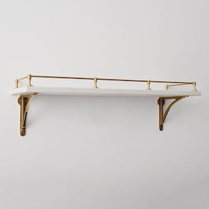 Brushed Satin Brass Lacquered Gallery Rail | Kitchen Fiddle Tipping Shelf Rail Solid Brass UK