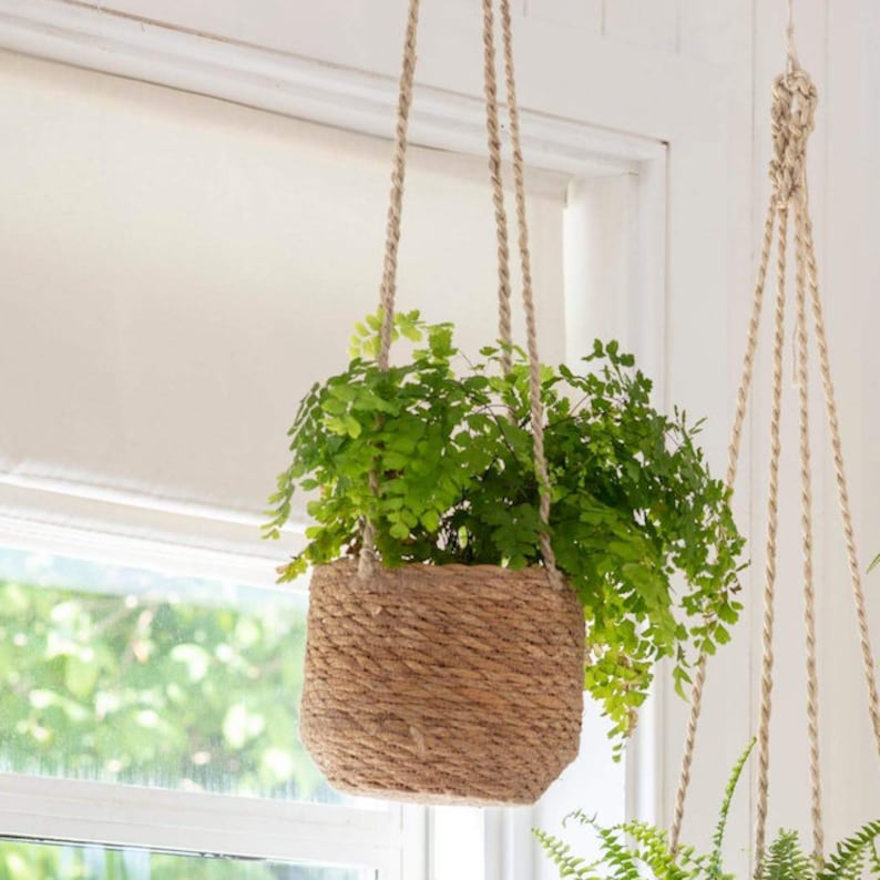 Hanging plant pots Jute indoor plants rope hanging bathroom bedroom kitchen ceiling herb natural planters Short