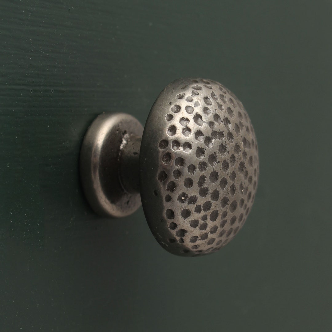 Round Mottled Cast Iron Knob Kitchen Cupboard Drawer Etsy
