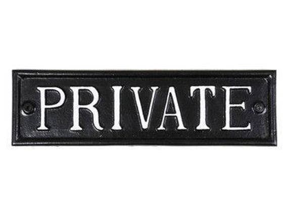 Private Black Sign Cast Iron Sign Plaque Door Wall House Gate Garden Office 