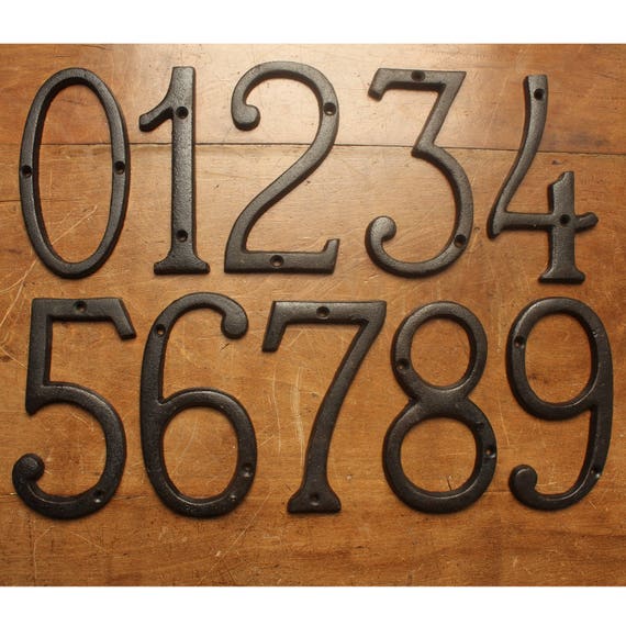 Cast Iron House Numbers 6 Inch Metal Home Address Numbers Antique  Traditional Rustic Old Black English Style Number Signs Quality Made 