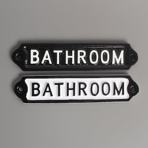Bathroom door sign - Solid Cast Metal Black Signs / Plaques | Door Gate Room Garden Quality Made