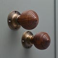 Pair of Victorian Beehive Wooden Door Knobs - Antique Old Rim Mortice Lock Handles Quality
