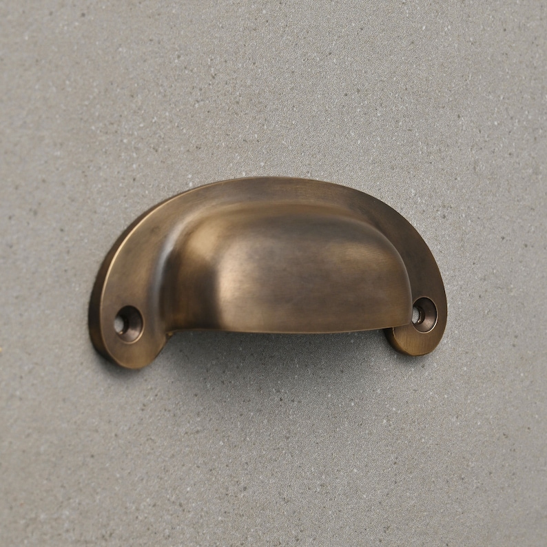 Aged Brass Kitchen Cupboard Handles Knobs Pulls Cup Bin D Etsy