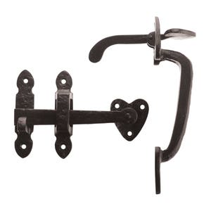 Antique Black Cast Iron Thumb Latch Set Door Gate Latch Suffolk Latch Old Traditional Style Heart Latch Quality Solid Heavy Duty