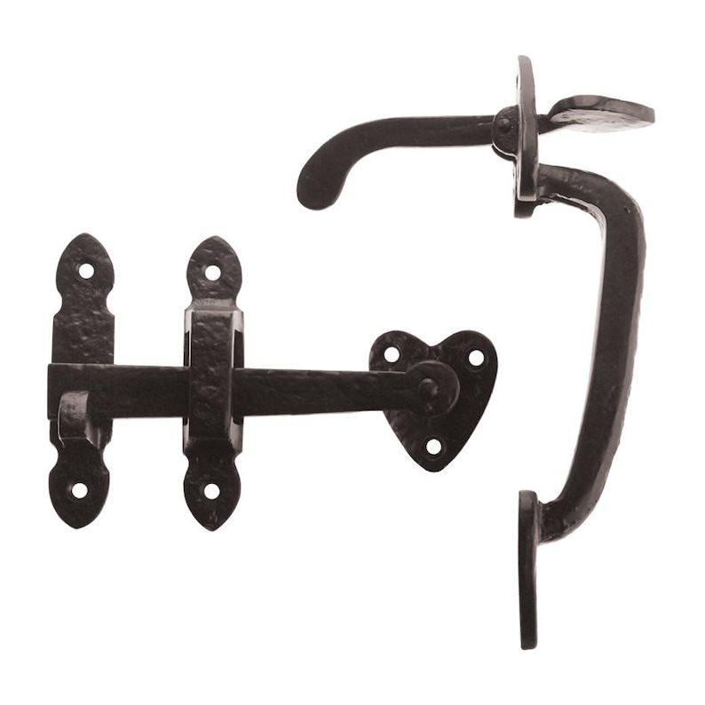 Antique Black Cast Iron Thumb Latch Set Door Gate Latch Etsy